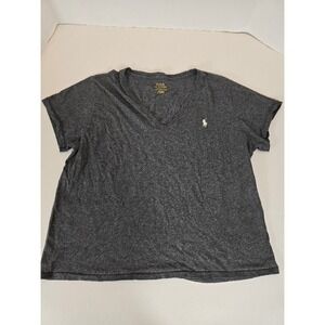 Polo Ralph Lauren XXL Mens Gray V Neck‎ T Shirt Short Sleeve Pony Logo